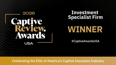 2026 Captive Review Awards USA. Investment Specialist Firm. Winner.